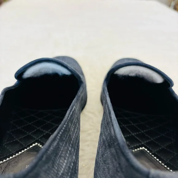 Roberto Cavalli Textured Navy Silver Logo Slip On Men’sshoes size 41 US 8